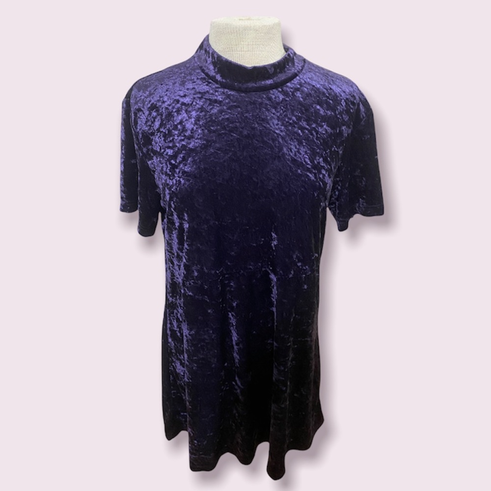 Purple velvet short sleeve dress
